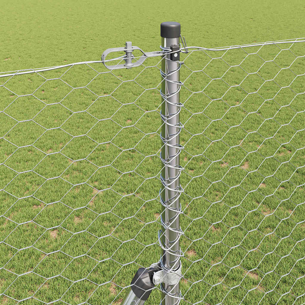 Hexagonal Fence Ground Fix 50 x 1 m Silver Galvanised Steel mesh Size 36 mm mesh 1.5 m
