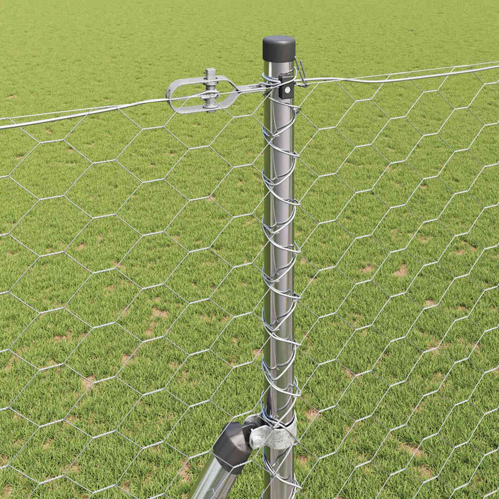 vidaXL Hexagonal Fence Ground Fix 50 x 1.5 m Galvanised Steel Silver 4
