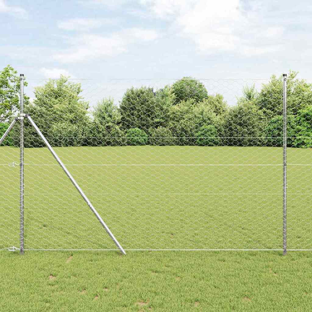 vidaXL Hexagonal Fence Ground Fix 50 x 1.5 m Galvanised Steel Silver 1