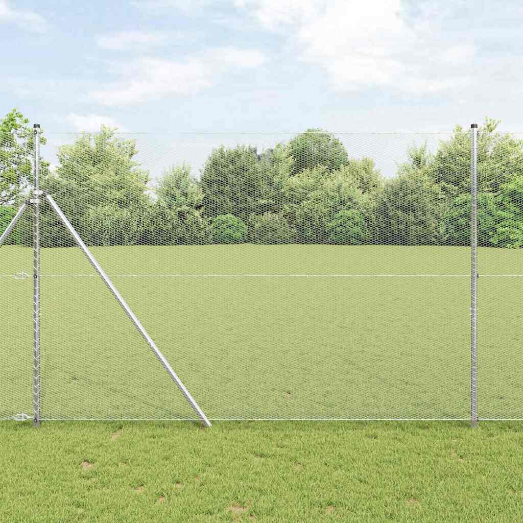 vidaXL Hexagonal Fence Ground Fix 50 x 1.6 m Galvanised Steel Silver 1