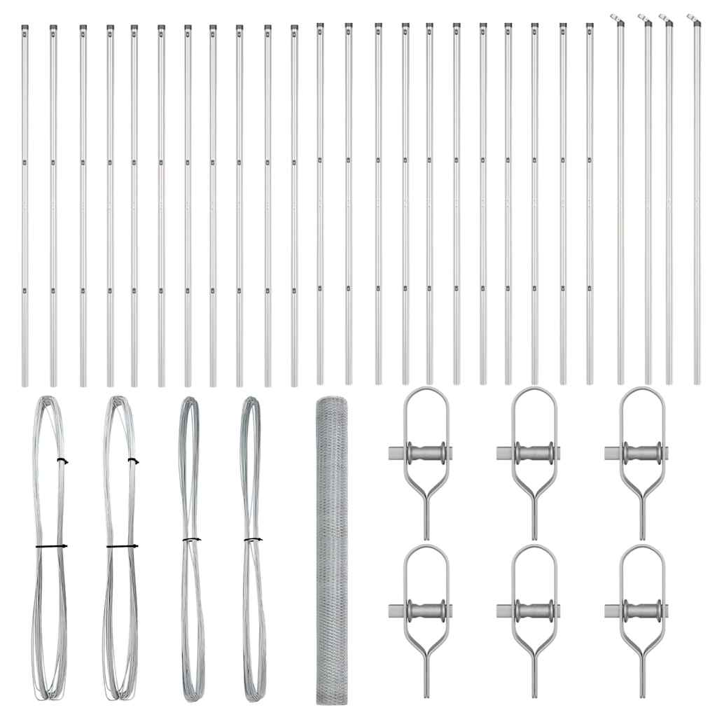 vidaXL Hexagonal Fence Ground Fix 50 x 1.6 m Galvanised Steel Silver 2
