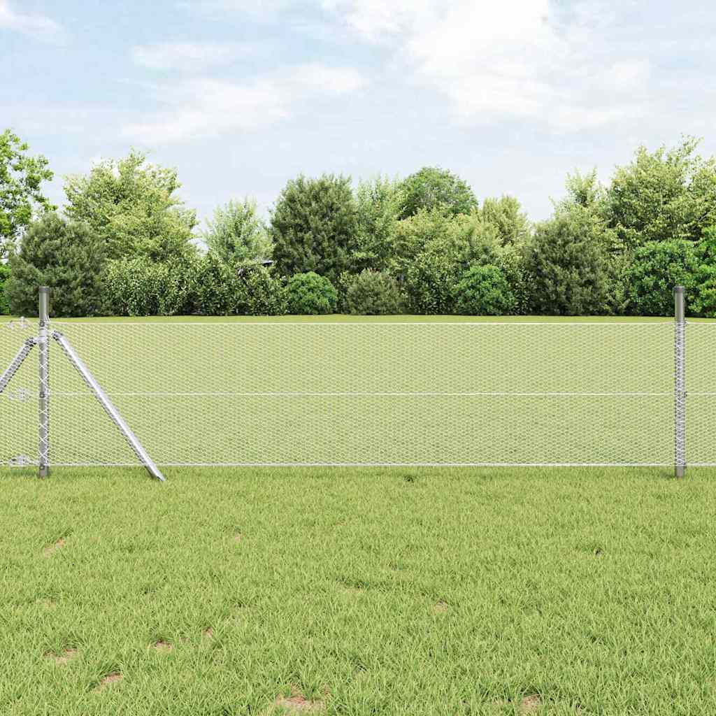 vidaXL Hexagonal Fence Ground Fix 100 x 0.6 m Galvanised Steel Silver 1
