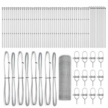 vidaXL Hexagonal Fence Ground Fix 100 x 0.6 m Galvanised Steel Silver 2