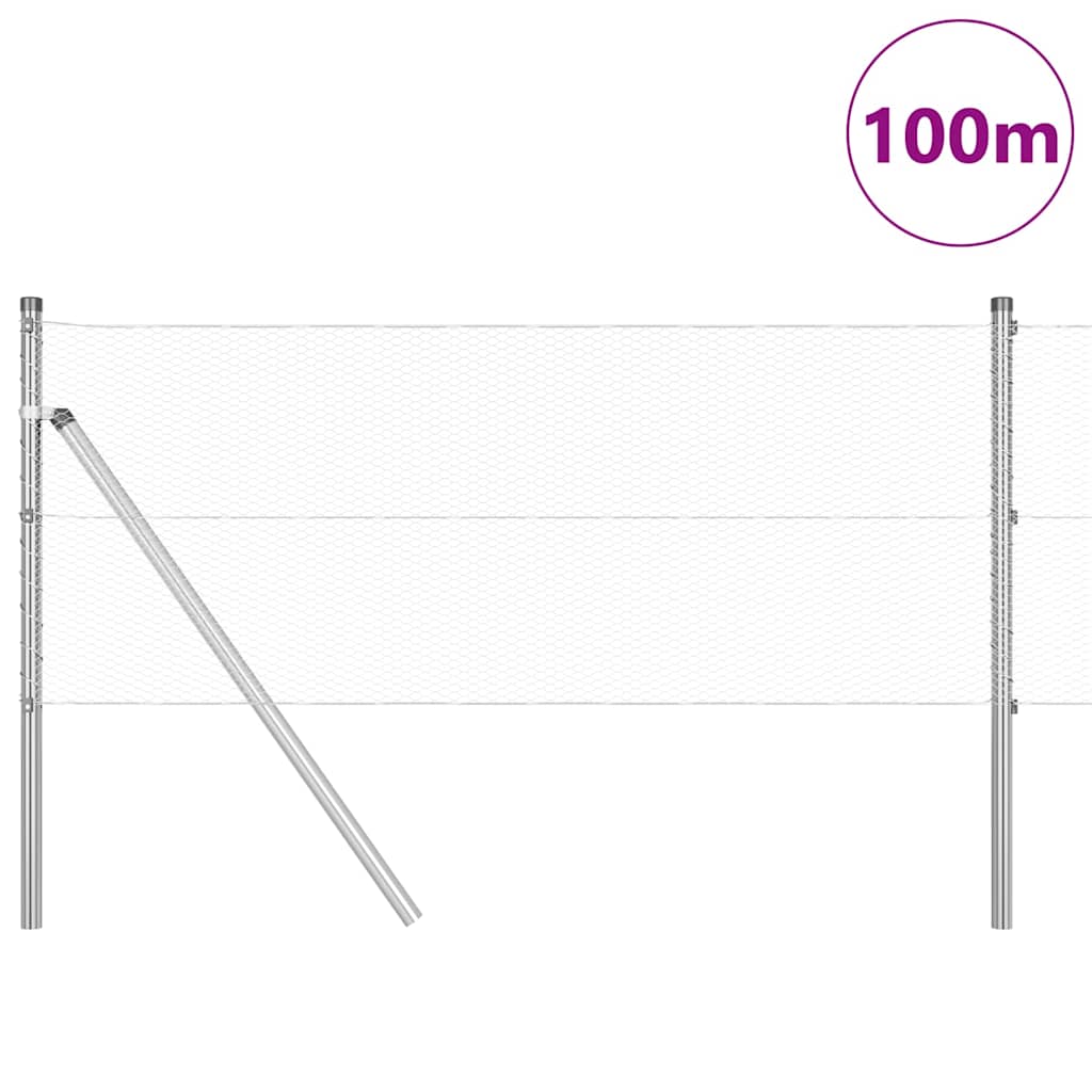 vidaXL Hexagonal Fence Ground Fix 100 x 0.6 m Galvanised Steel Silver 3