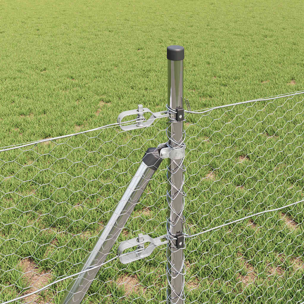 vidaXL Hexagonal Fence Ground Fix 100 x 0.8 m Galvanised Steel Silver 4