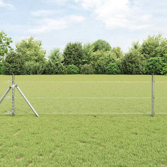 vidaXL Hexagonal Fence Ground Fix 100 x 0.8 m Galvanised Steel Silver 1