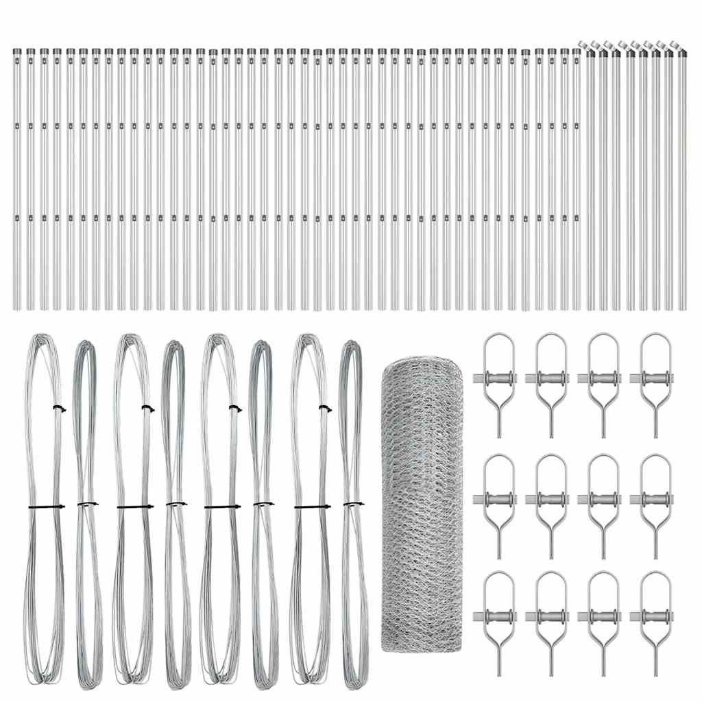 vidaXL Hexagonal Fence Ground Fix 100 x 0.8 m Galvanised Steel Silver 2