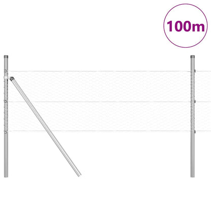 vidaXL Hexagonal Fence Ground Fix 100 x 0.8 m Galvanised Steel Silver 3