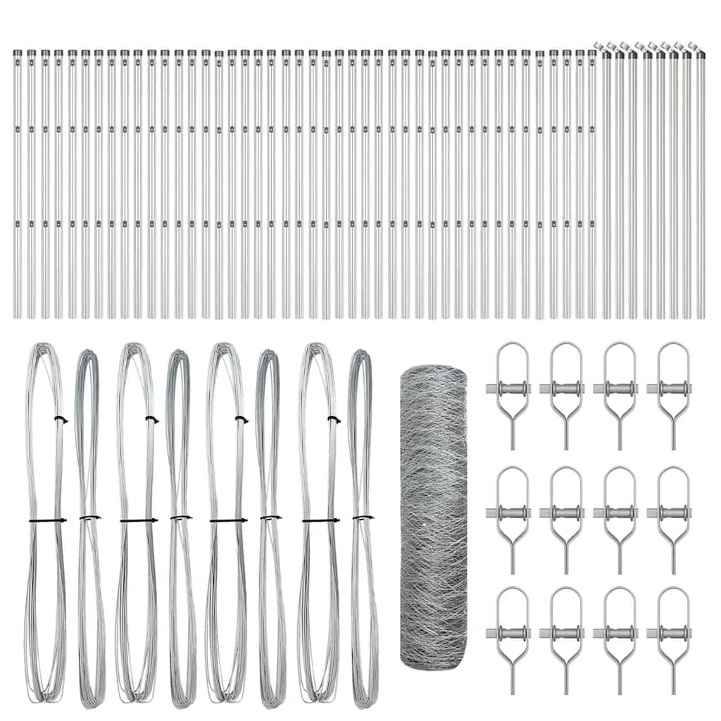 vidaXL Hexagonal Fence Ground Fix 100 x 0.8 m Galvanised Steel Silver 2