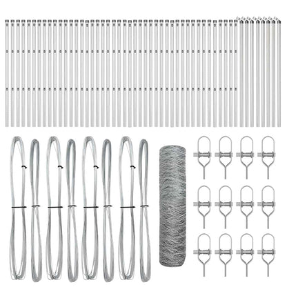 vidaXL Hexagonal Fence Ground Fix 100 x 0.8 m Galvanised Steel Silver 2