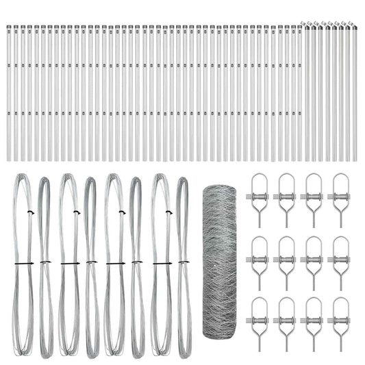 vidaXL Hexagonal Fence Ground Fix 100 x 0.8 m Galvanised Steel Silver 2