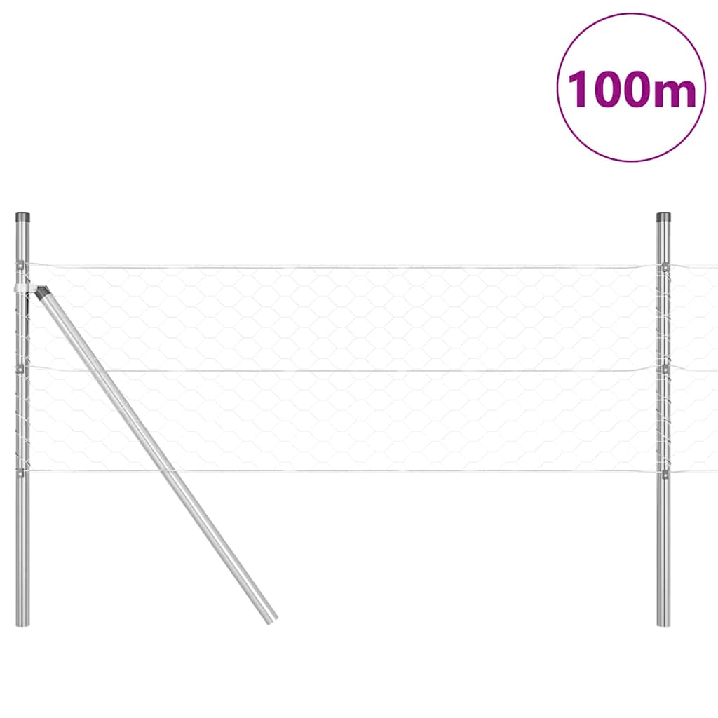 vidaXL Hexagonal Fence Ground Fix 100 x 0.8 m Galvanised Steel Silver 3