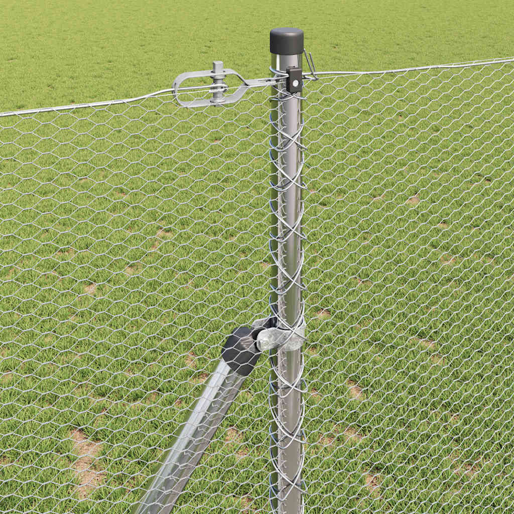 vidaXL Hexagonal Fence Ground Fix 100 x 1 m Galvanised Steel Silver 4