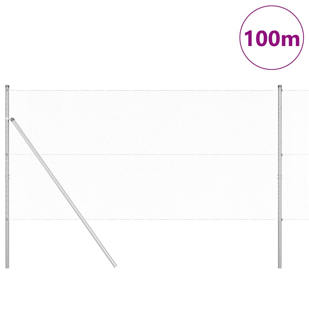 vidaXL Hexagonal Fence Ground Fix 100 x 1 m Galvanised Steel Silver 3