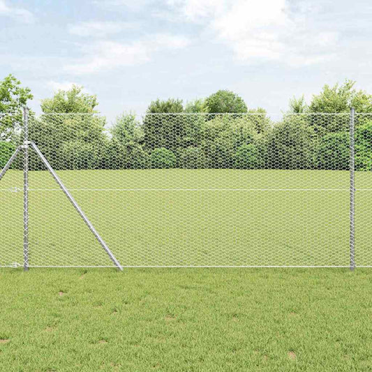 vidaXL Hexagonal Fence Ground Fix 100 x 1 m Galvanised Steel Silver 1