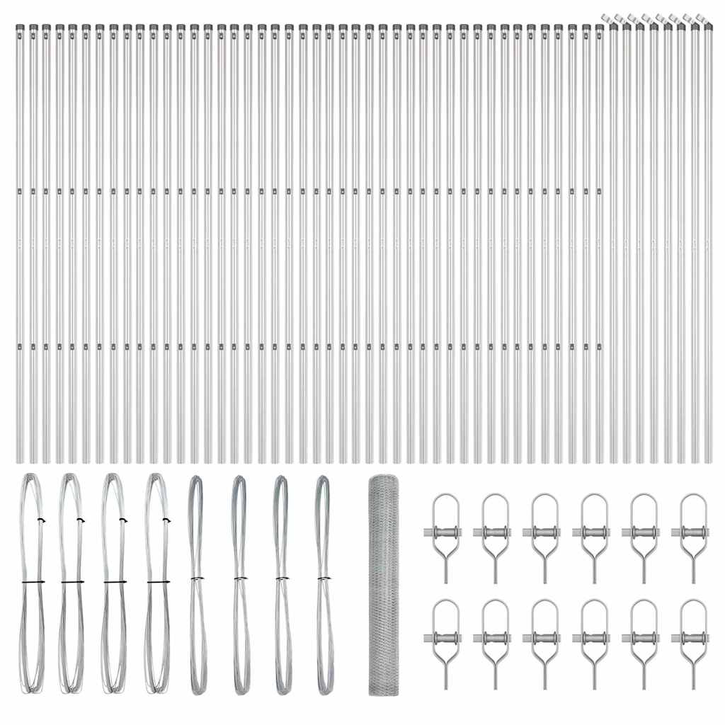 vidaXL Hexagonal Fence Ground Fix 100 x 1 m Galvanised Steel Silver 2