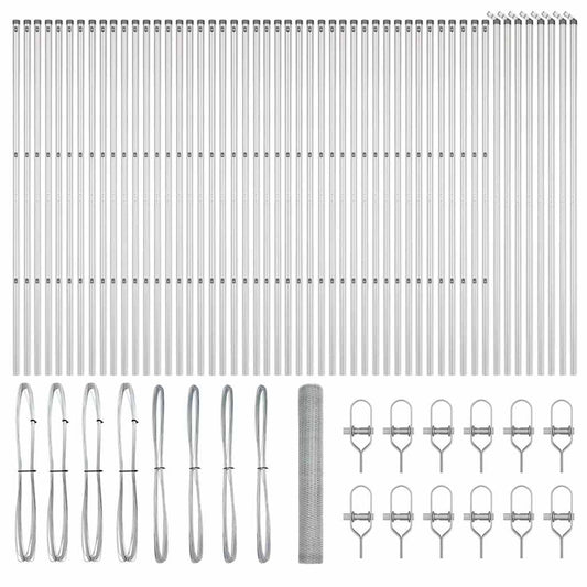 vidaXL Hexagonal Fence Ground Fix 100 x 1 m Galvanised Steel Silver 2