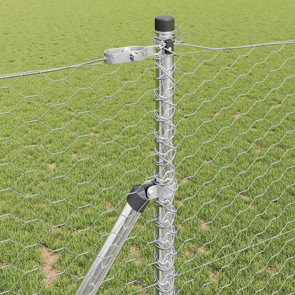 vidaXL Hexagonal Fence Ground Fix 100 x 1.2 m Galvanised Steel Silver 4