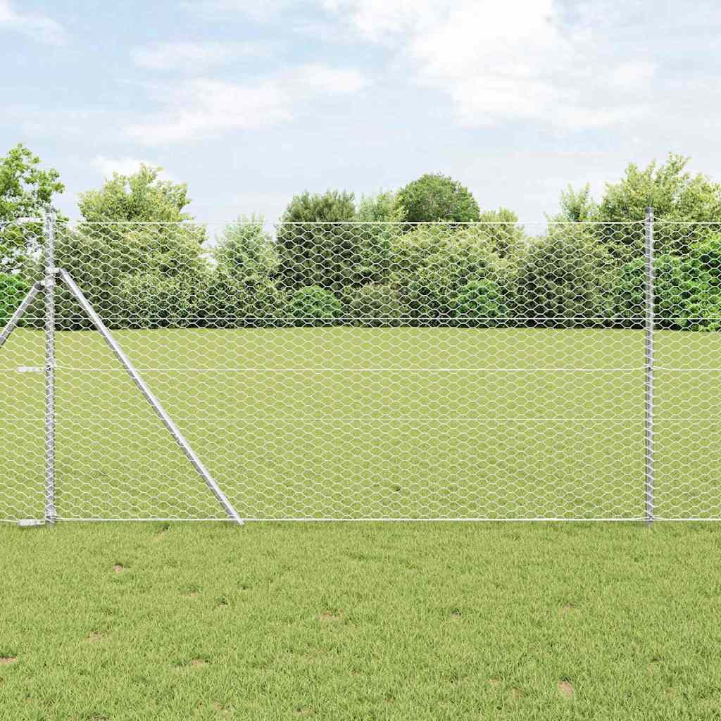 vidaXL Hexagonal Fence Ground Fix 100 x 1.2 m Galvanised Steel Silver 1