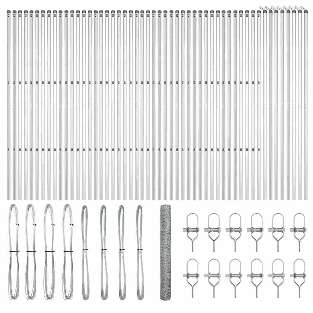 vidaXL Hexagonal Fence Ground Fix 100 x 1.2 m Galvanised Steel Silver 2
