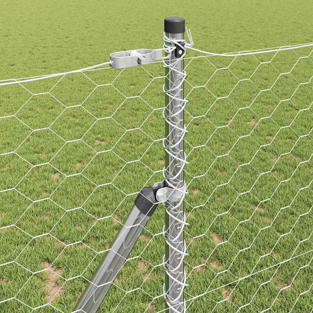 vidaXL Hexagonal Fence Ground Fix 100 x 1.4 m Galvanised Steel Silver 4