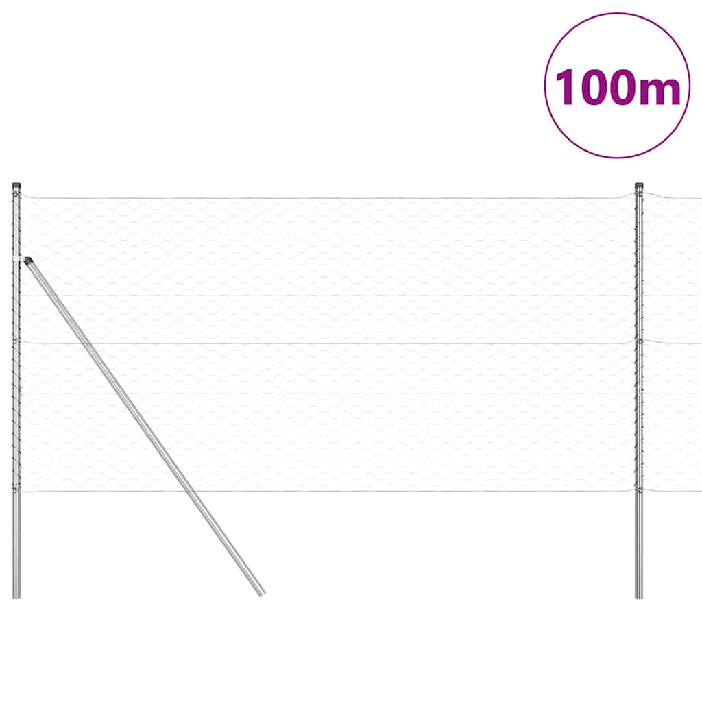 vidaXL Hexagonal Fence Ground Fix 100 x 1.4 m Galvanised Steel Silver 3