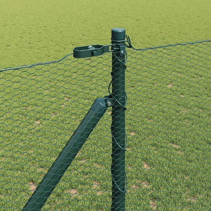 vidaXL Hexagonal Fence with Post 50 x 1 m PVC-Coated Steel Green Mesh 4