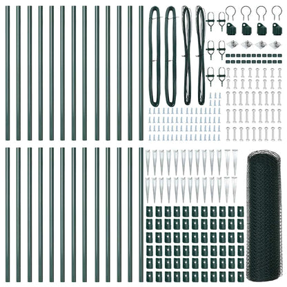 vidaXL Hexagonal Fence with Post 50 x 1 m PVC-Coated Steel Green Mesh 5