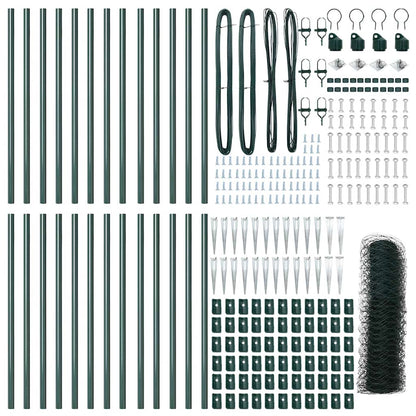 vidaXL Hexagonal Fence with Post 50 x 1 m PVC-Coated Steel Green Mesh 5