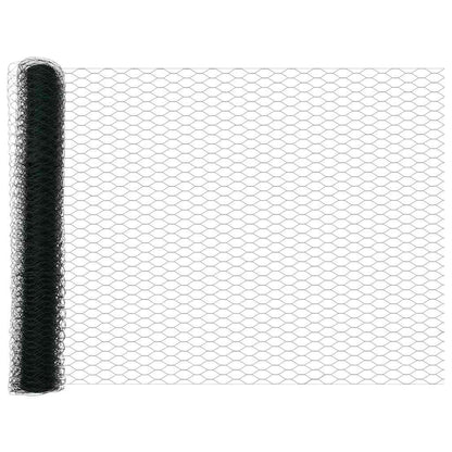 vidaXL Hexagonal Fence with Post 50 x 1 m PVC-Coated Steel Green Mesh 6