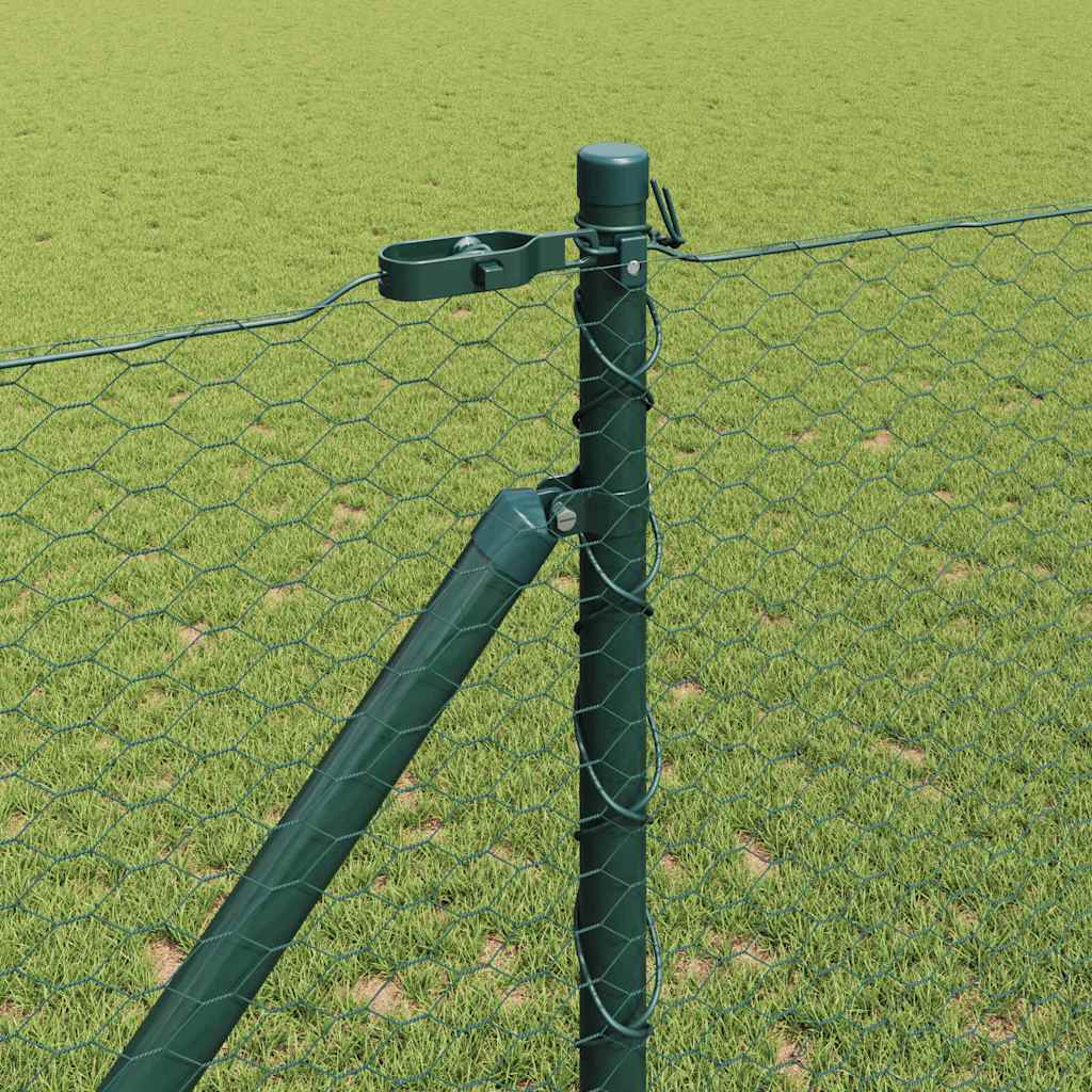 vidaXL Hexagonal Fence with Post 50 x 1.2 m PVC-Coated Steel Green 4