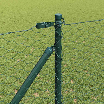 vidaXL Hexagonal Fence with Post 50 x 1.2 m PVC-Coated Steel Green 4