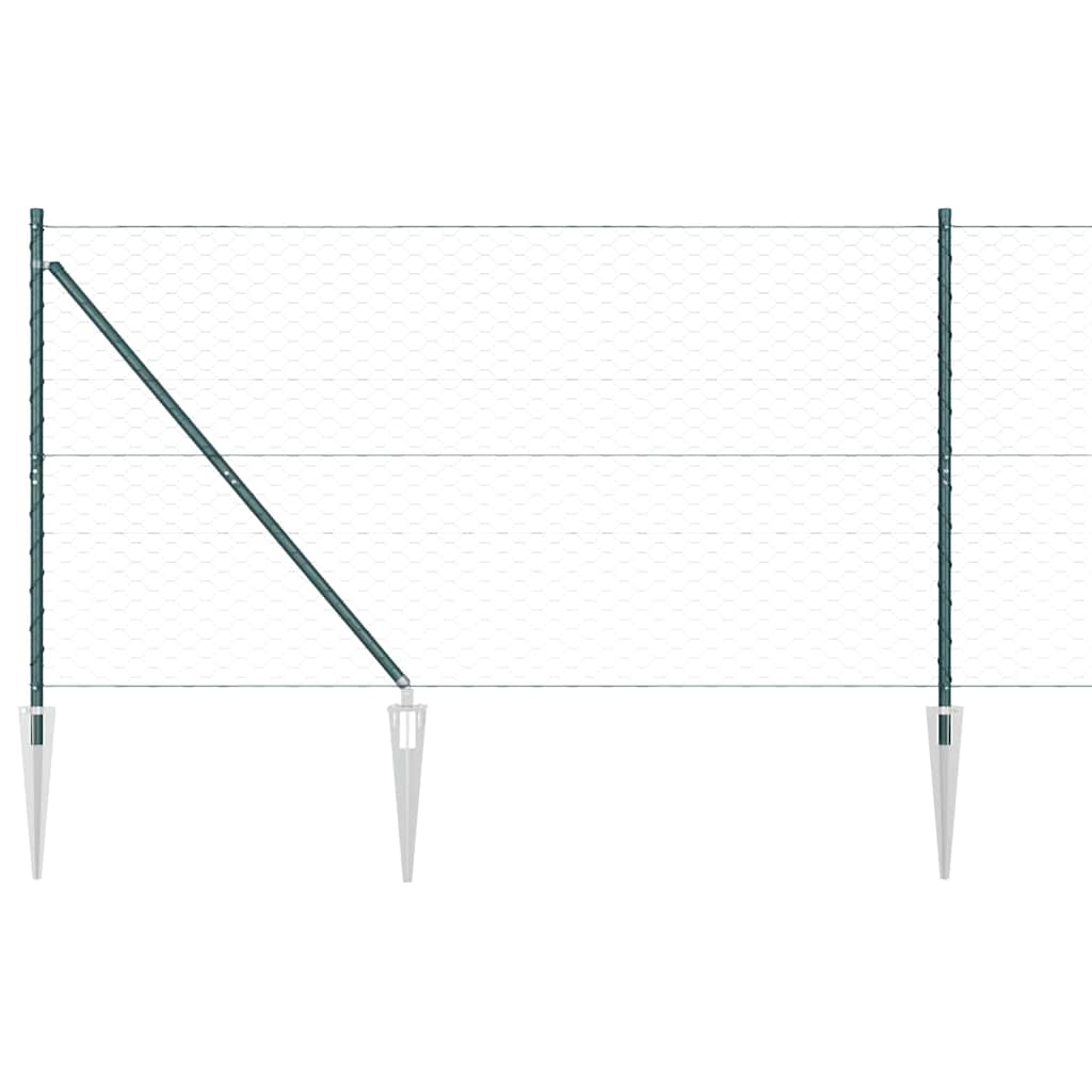 vidaXL Hexagonal Fence with Post 50 x 1.2 m PVC-Coated Steel Green 2