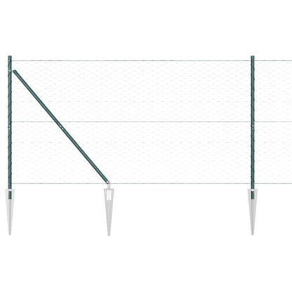 vidaXL Hexagonal Fence with Post 50 x 1.2 m PVC-Coated Steel Green 2