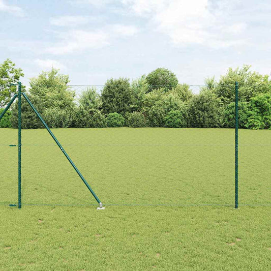 vidaXL Hexagonal Fence with Post 50 x 1.5 m PVC-Coated Steel Green 1