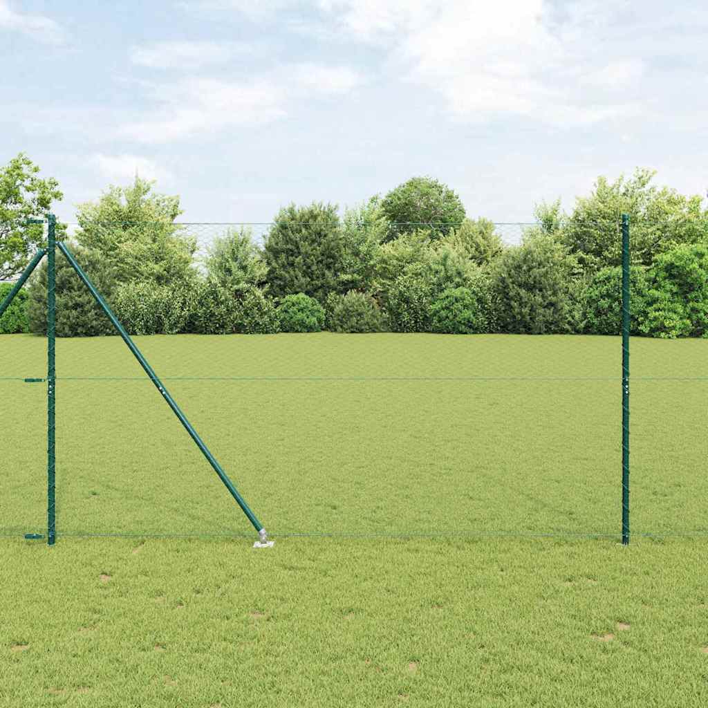 vidaXL Hexagonal Fence with Post 50 x 1.6 m PVC-Coated Steel Green 1