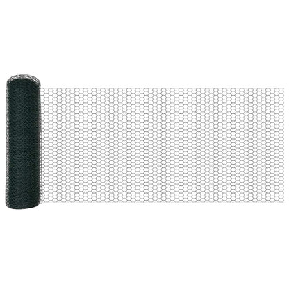 vidaXL Hexagonal Fence with Post 100 x 0.4 m PVC-Coated Steel Green 6