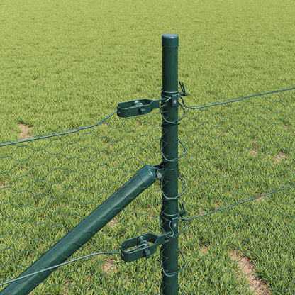 vidaXL Hexagonal Fence with Post 100 x 0.4 m PVC-Coated Steel Green 4