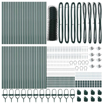vidaXL Hexagonal Fence with Post 100 x 0.4 m PVC-Coated Steel Green 5