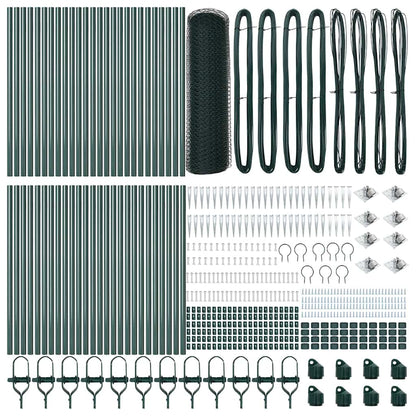 vidaXL Hexagonal Fence with Post 100 x 0.5 m PVC-Coated Steel Green 5