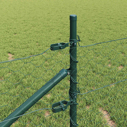 vidaXL Hexagonal Fence with Post 100 x 0.5 m PVC-Coated Steel Green 4