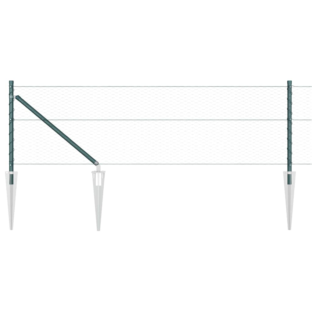 vidaXL Hexagonal Fence with Post 100 x 0.6 m PVC-Coated Steel Green 6