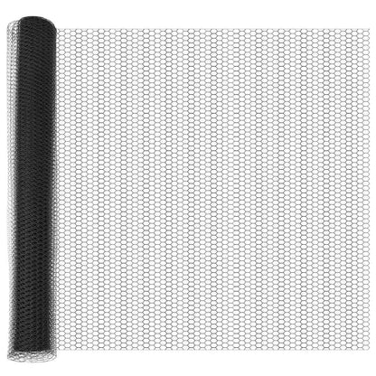 vidaXL Hexagonal Fence with Post 50 x 1.2 m PVC-Coated Steel Grey Mesh 5