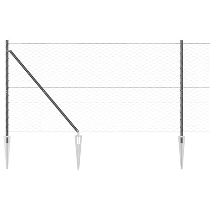 vidaXL Hexagonal Fence with Post 50 x 1.2 m PVC-Coated Steel Grey Mesh 6