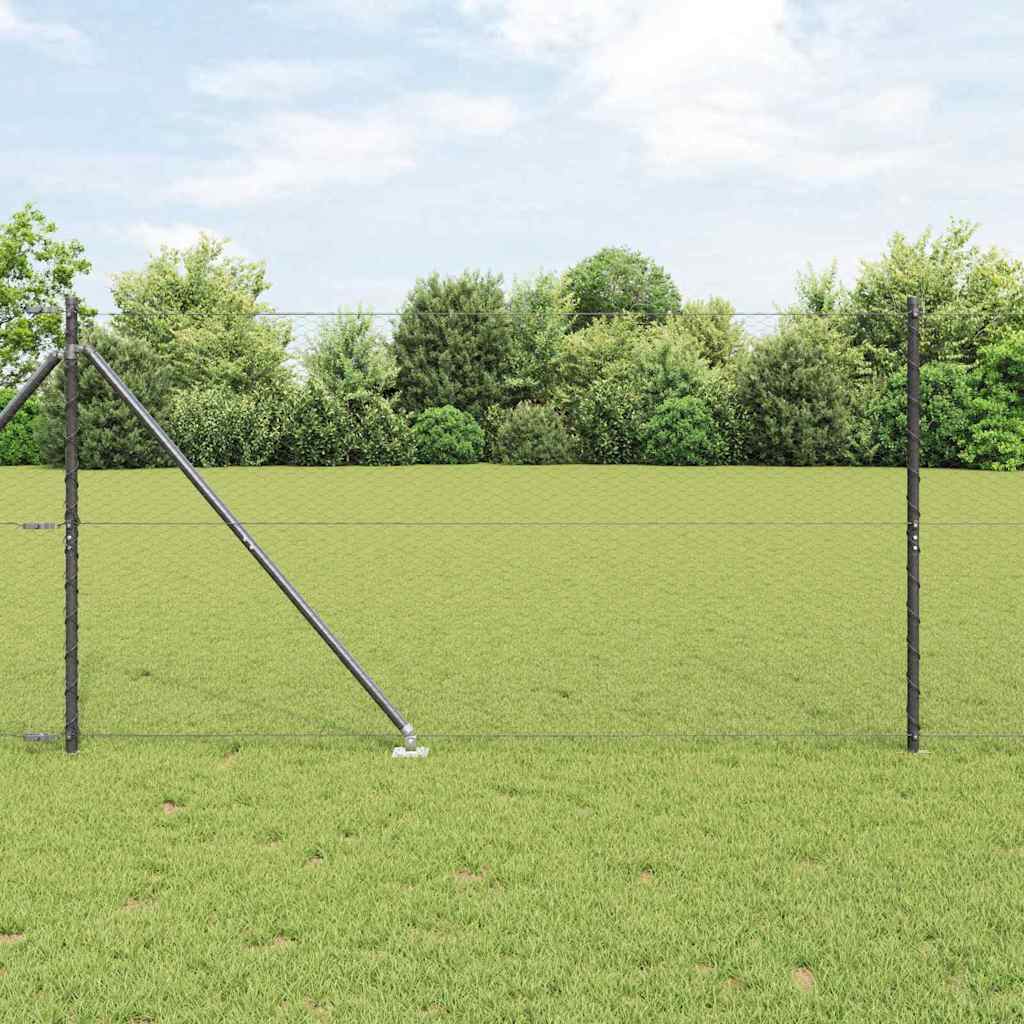 vidaXL Hexagonal Fence with Post 50 x 1.4 m PVC-Coated Steel Grey Mesh 1