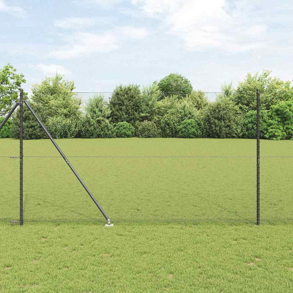 vidaXL Hexagonal Fence with Post 50 x 1.5 m PVC-Coated Steel Grey Mesh 1