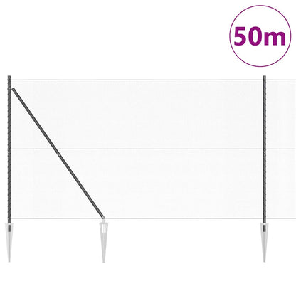 vidaXL Hexagonal Fence with Post 50 x 1.5 m PVC-Coated Steel Grey Mesh 3