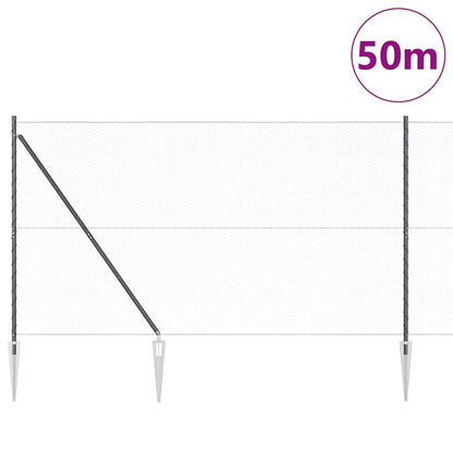 Hexagonal Fence with Post 50 x 1 m PVC-Coated Steel Mesh Length 50 m Grey Mesh size 25 mm mesh 1.5 m