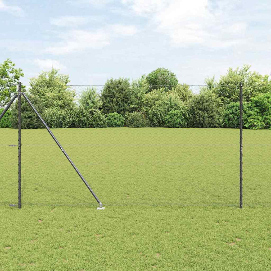 Hexagonal Fence with Post 50 x 1 m PVC-Coated Steel Mesh Length 50 m Grey Mesh size 36 mm mesh 1.5 m