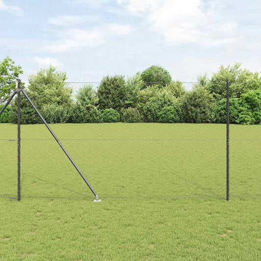 vidaXL Hexagonal Fence with Post 50 x 1.5 m PVC-Coated Steel Grey Mesh 1